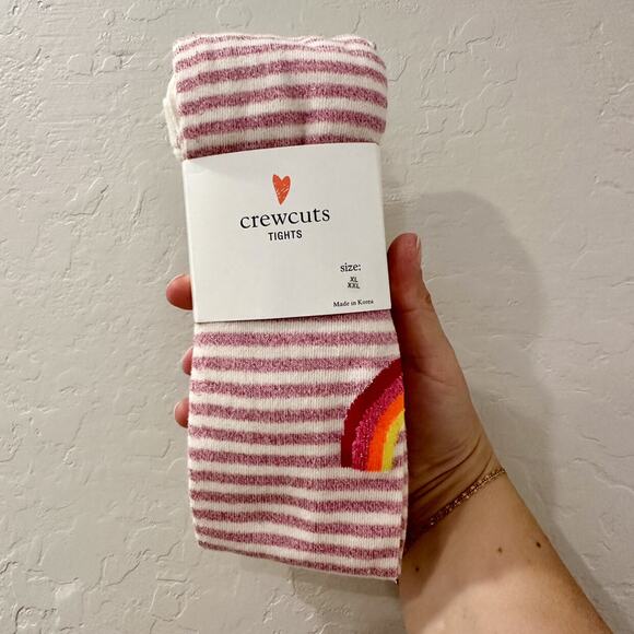 NWT Crewcuts Rainbow Pink Stripe Tights - Picture 1 of 5